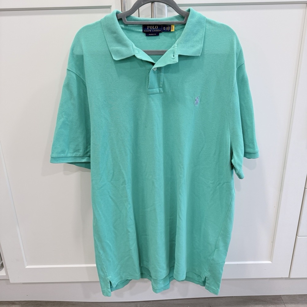 Polo Ralph Lauren Mens XL Polo Shirt Turquoise Aqua Classic Fit Pony Cotton